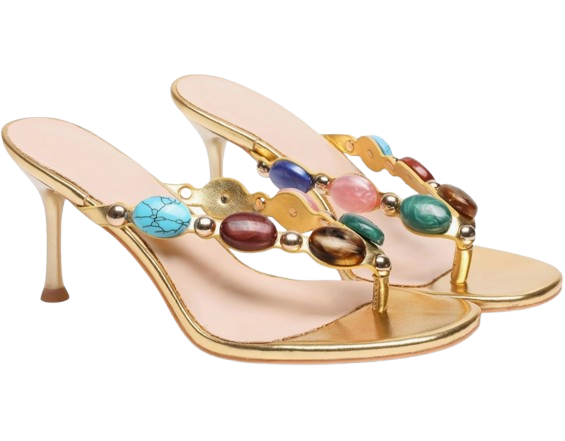 Women's Jeweled Thong Strappy Sandal